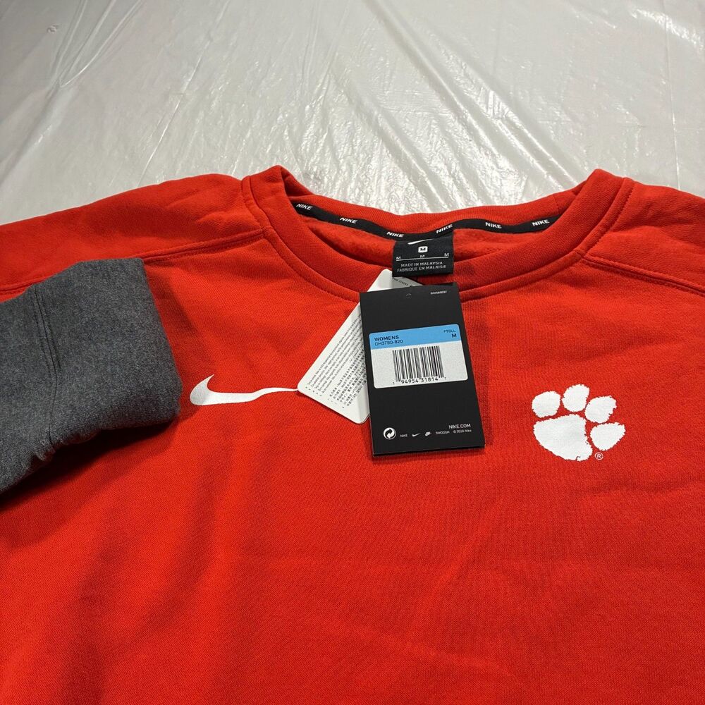NEW Nike Clemson Tigers Sideline Sweatshirt Womens M Orange Crewneck Stretch